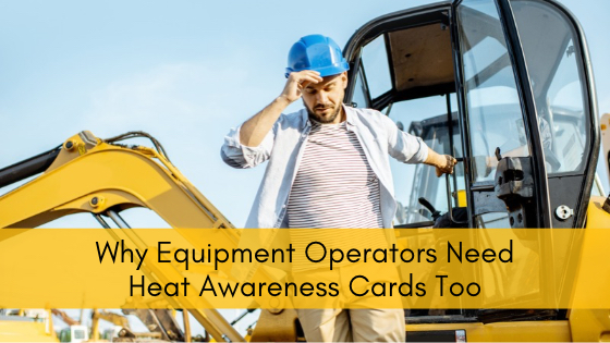 Construction worker in a hard hat stepping down from the cab of an excavator on a hot, clear day